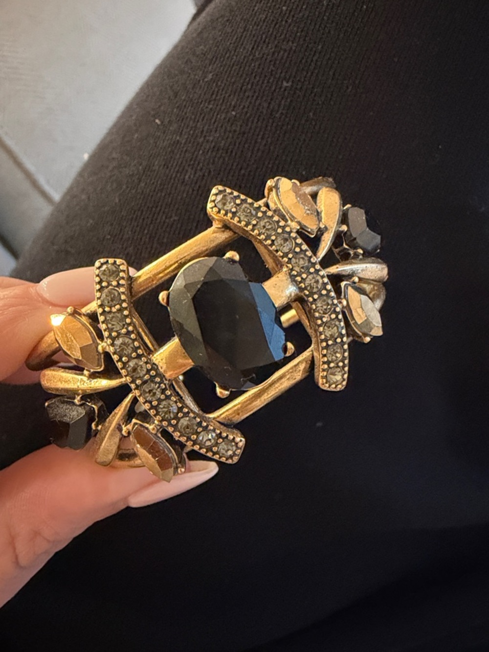 J. Crew Gold-Tone Bracelet with Black Stones